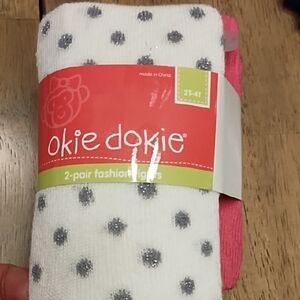 Okie Dokie White and Pink Tights Set